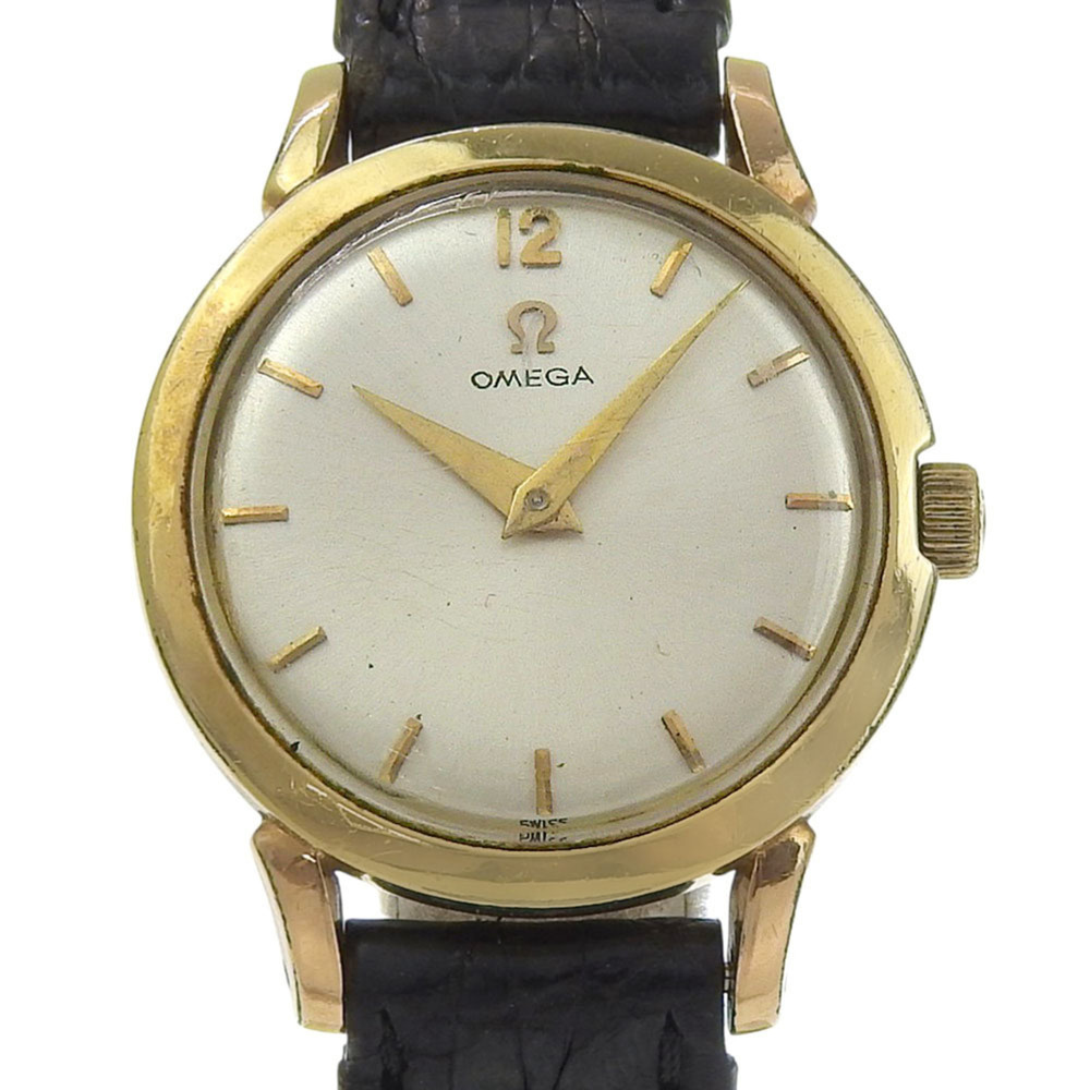 Omega OMEGA Antique Watch Cal.244 Gold Plated x Leather Strap Manual Winding ...